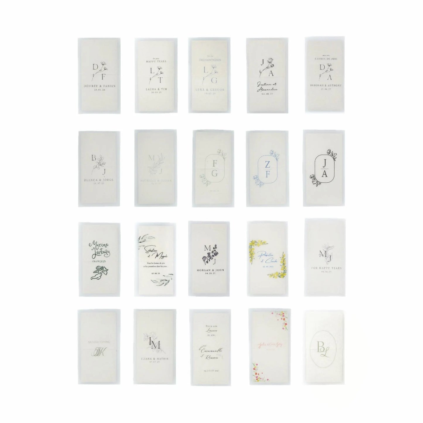 DESIGN PERSONNALISÉ
Le texte est imprimé avec vos prénoms et la date de votre mariage. Vous pouvez me transmettre vos préférences de langue ou de mise en page si vous le souhaitez