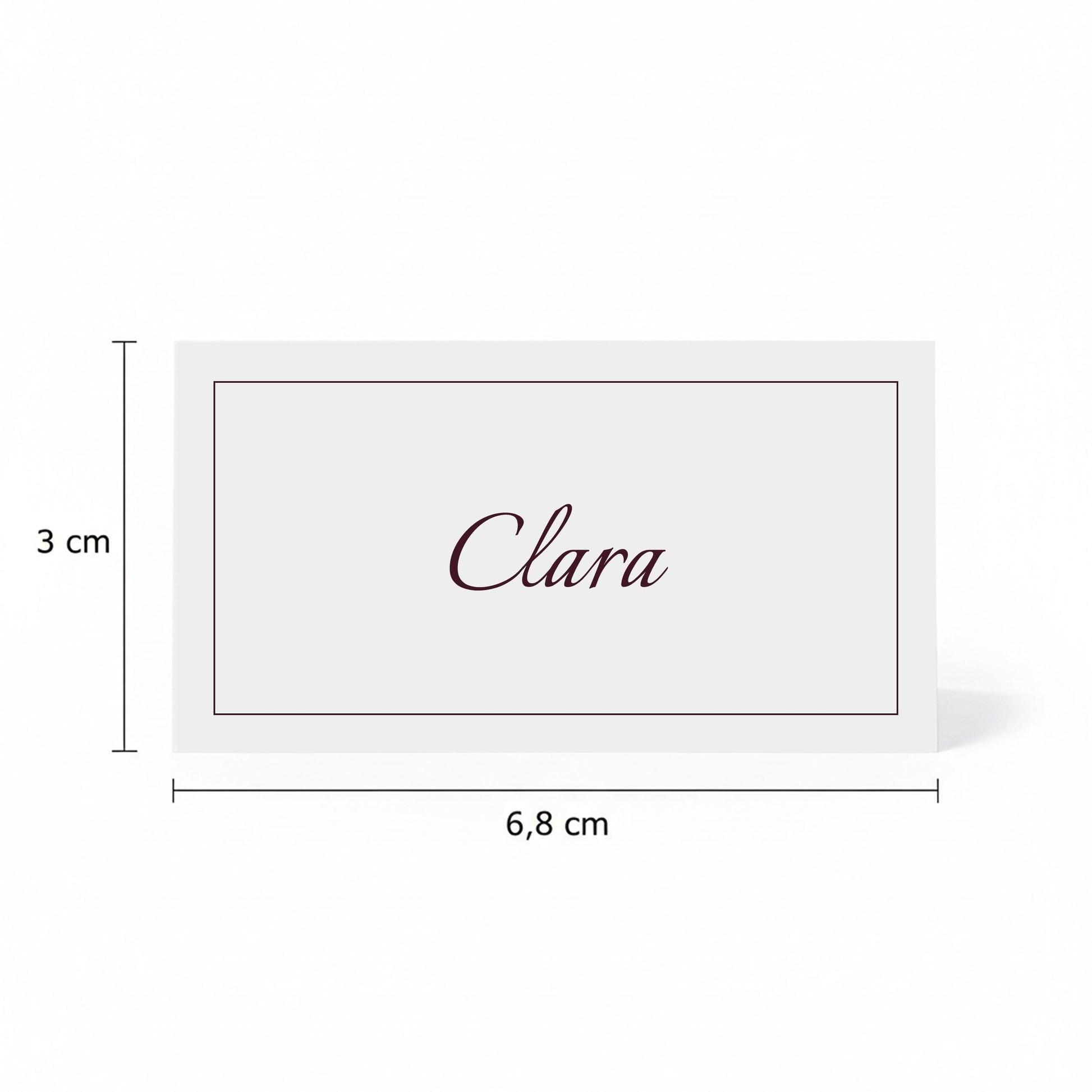 Le marque place mesure 3 cm de hauteur et 6,8 cm de largeur
