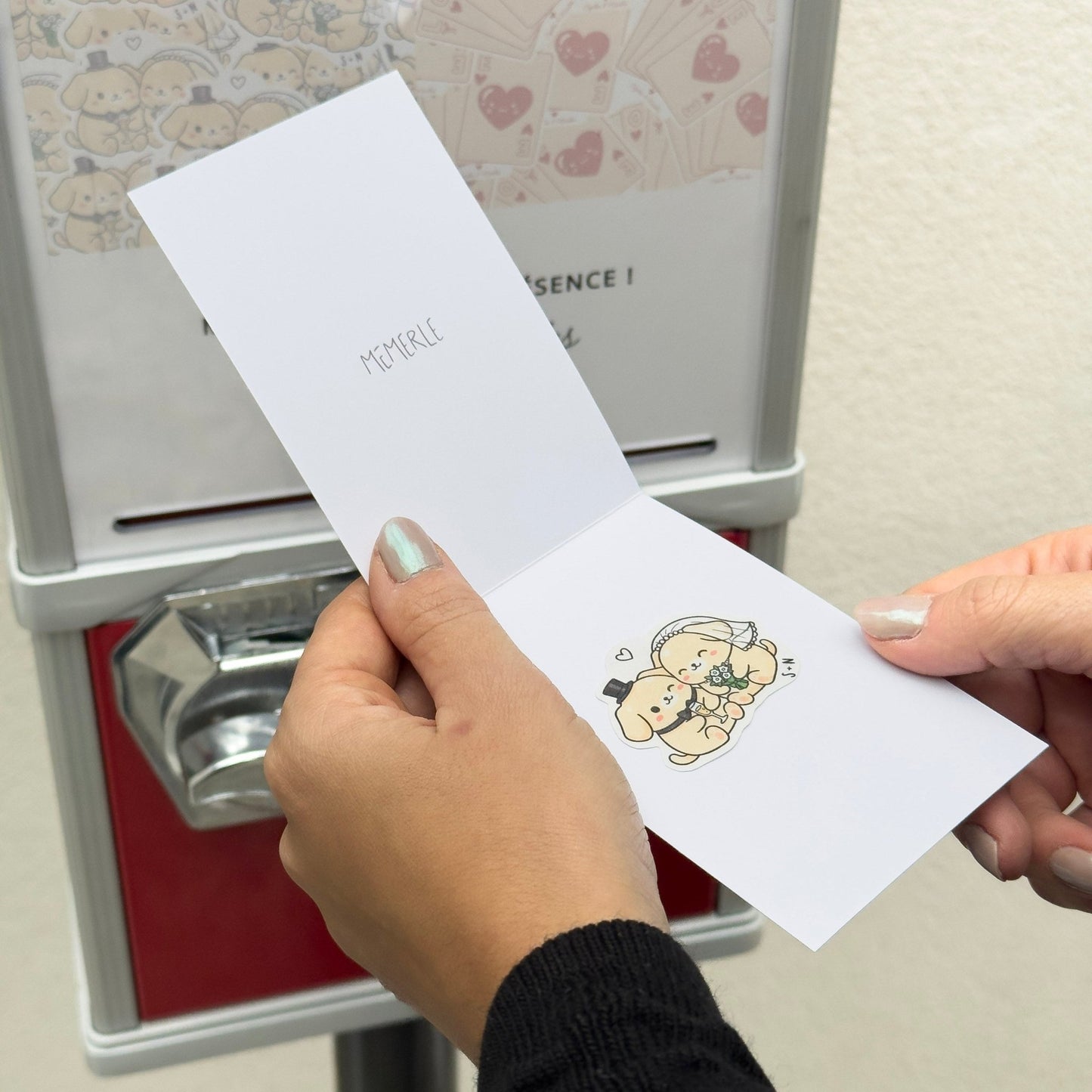 Distributeur stickers animation mariage détail face avant — Memerle