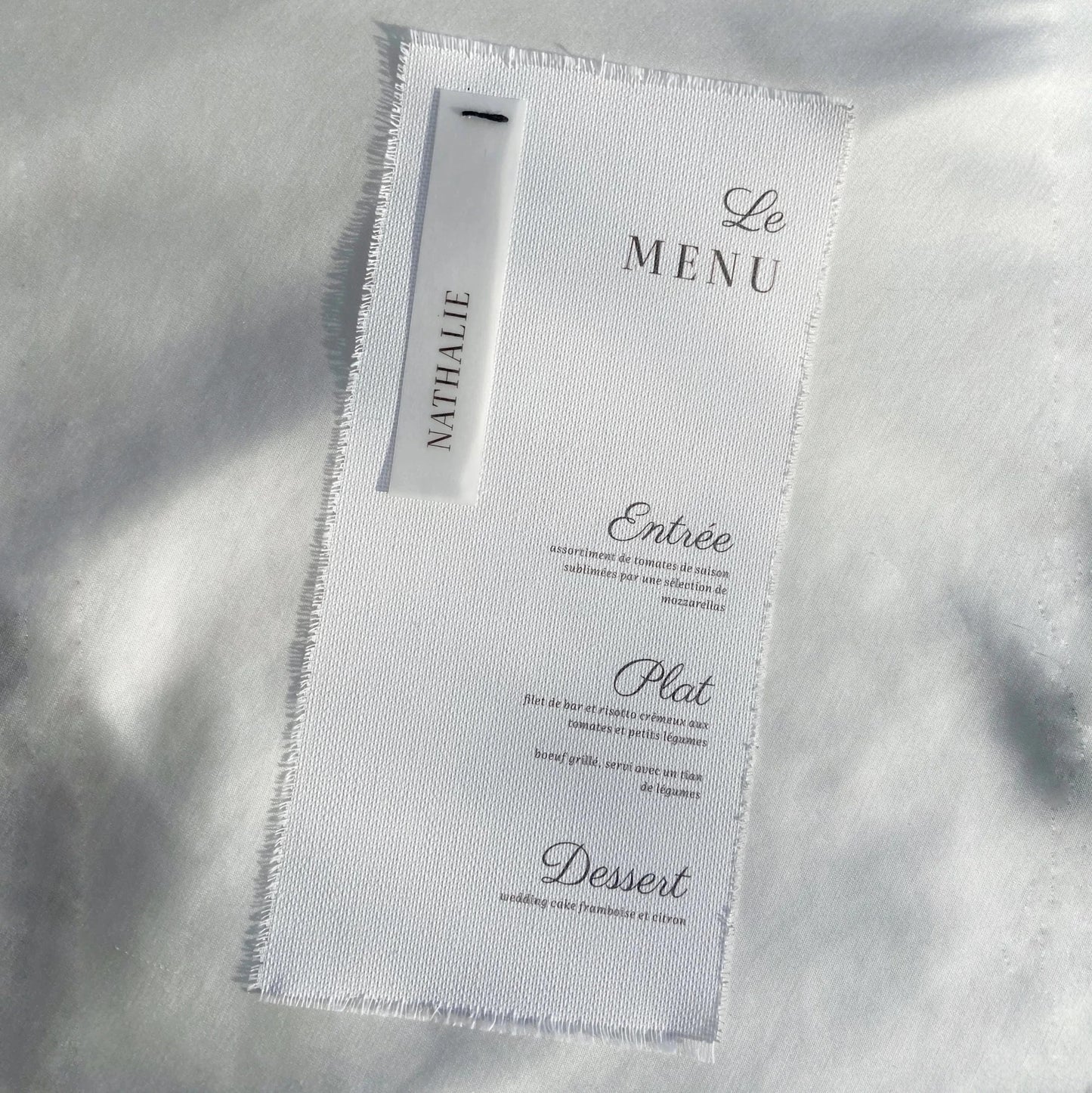 Menu mariage sur toile personnalisé style champêtre — Memerle papeterie artisanale