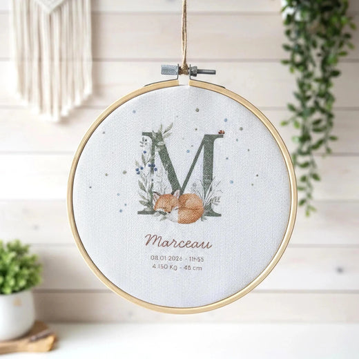 Faire-part naissance tambour bois gravé prénom et date — Memerle — vue secondaire — Memerle, papeterie artisanale personnalisée