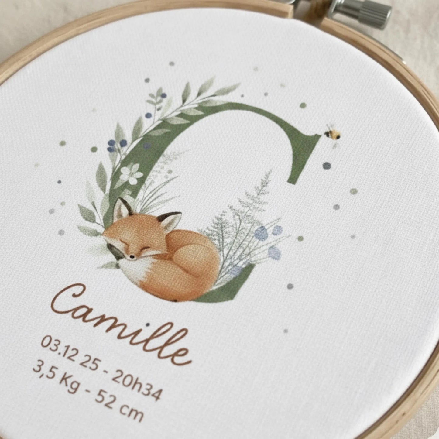 Tambour naissance gravé prénom et date cadeau naissance bois — Memerle