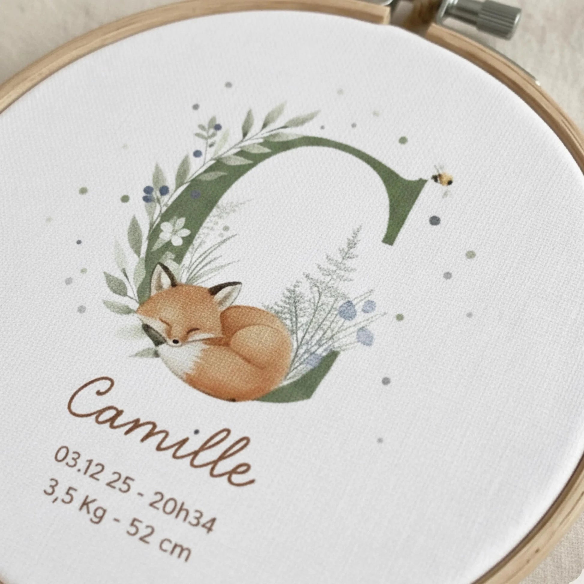 Tambour naissance gravé prénom et date cadeau naissance bois — Memerle